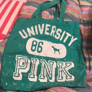 Pink teal tote and sweater !!!!!!